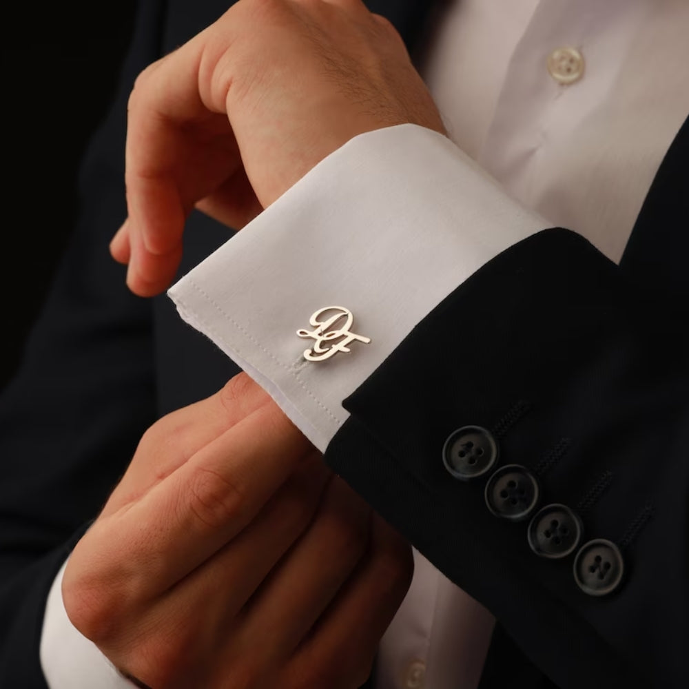 Personalised Monogram Cufflinks for Groom - Pandora Jewels