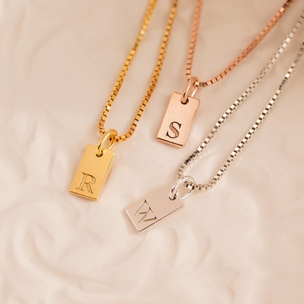 Personalised Dainty Initial Tag Pendant-Necklace - Pandora Jewels
