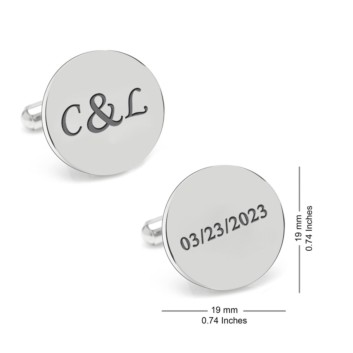 Personalized Date And Initial Cufflink For Men And Boys 1 Pair - Pandora Jewels