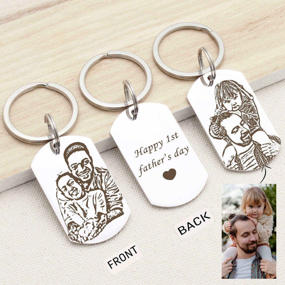 Personalized Double Sided Engraved Photo Keychain - Pandora Jewels