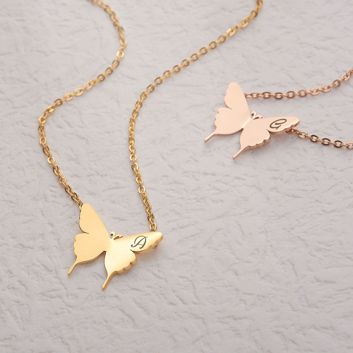 Personalized Engraved Initial Letter Butterfly Necklace - Pandora Jewels