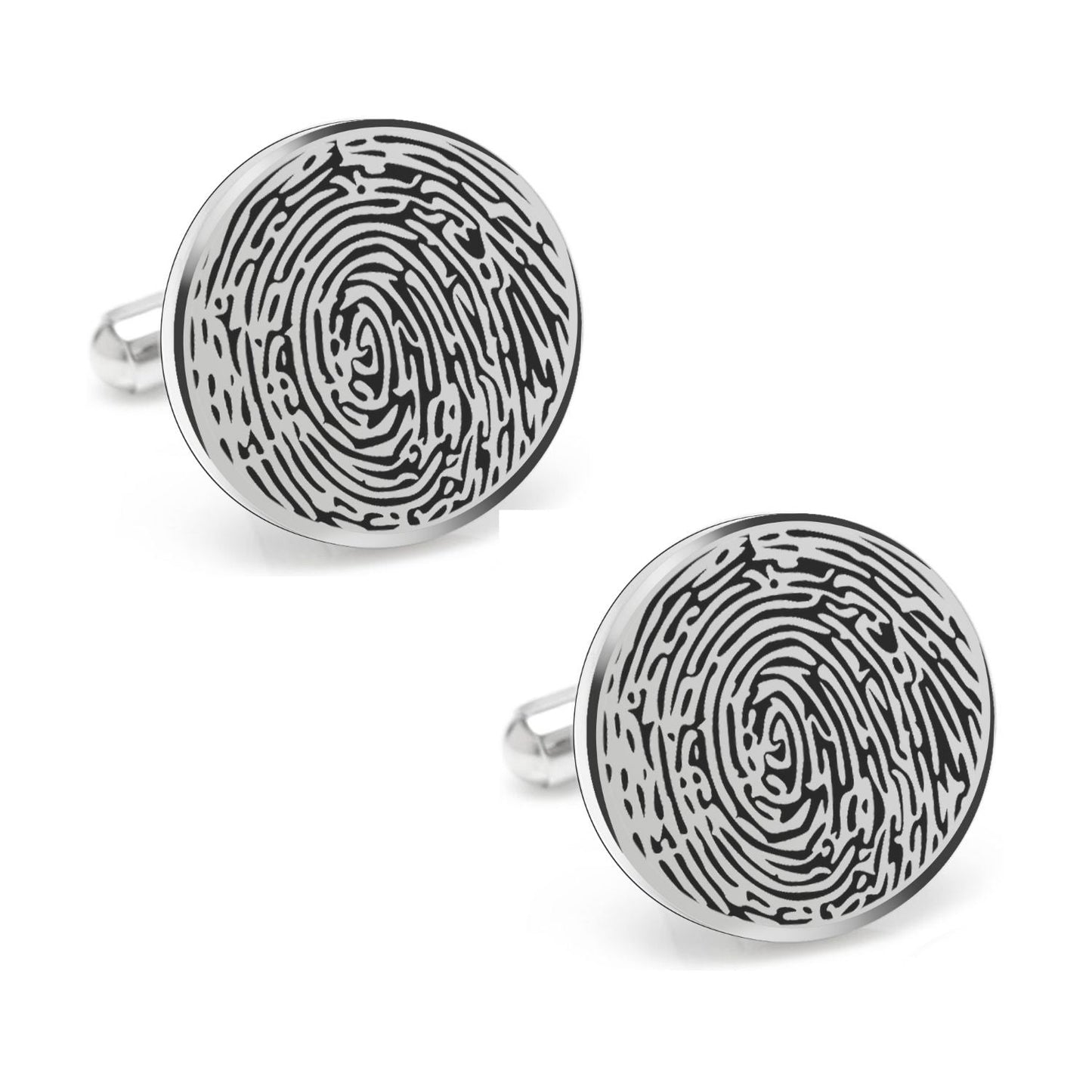 Personalized Fingerprint Round Shaped Cufflink for Men and Boys - Pandora Jewels