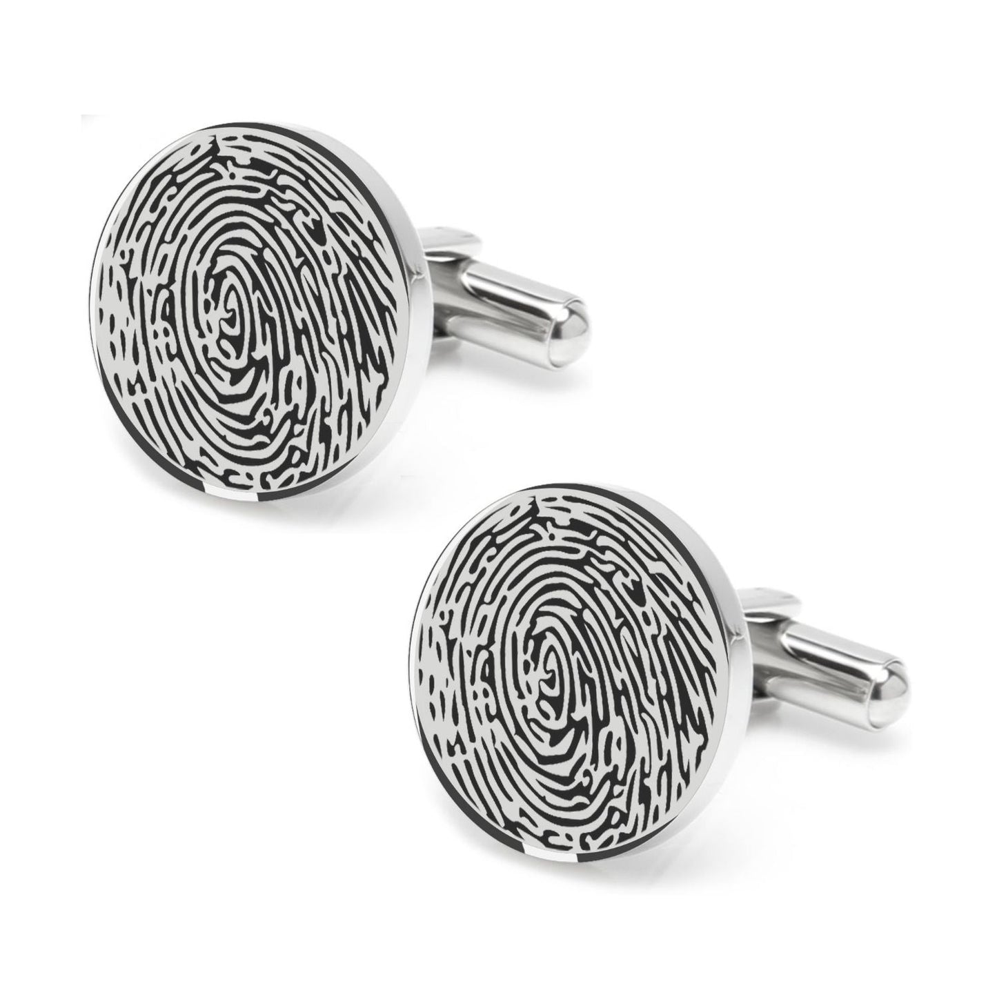Personalized Fingerprint Round Shaped Cufflink for Men and Boys - Pandora Jewels