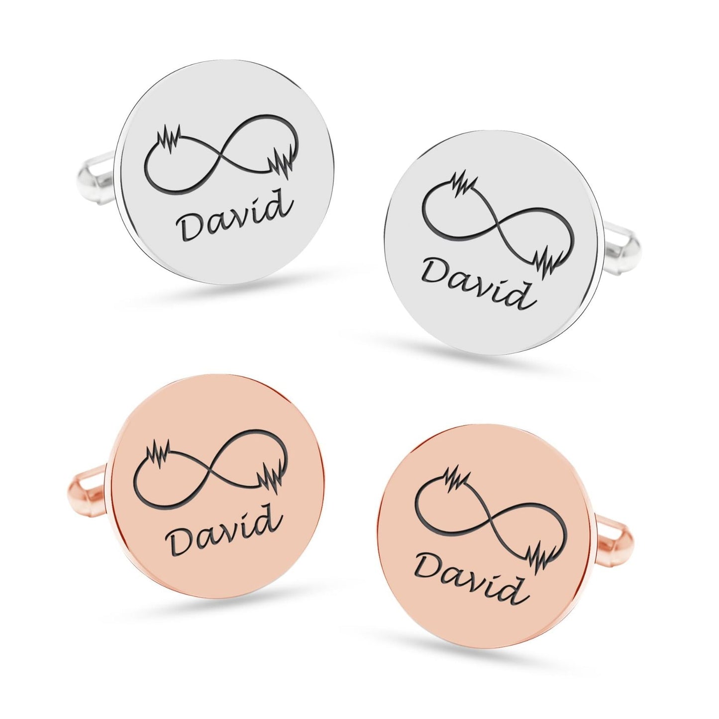 Personalized Infinity Symbol & Last Name Cufflink For Men And Boys 1 Pair - Pandora Jewels