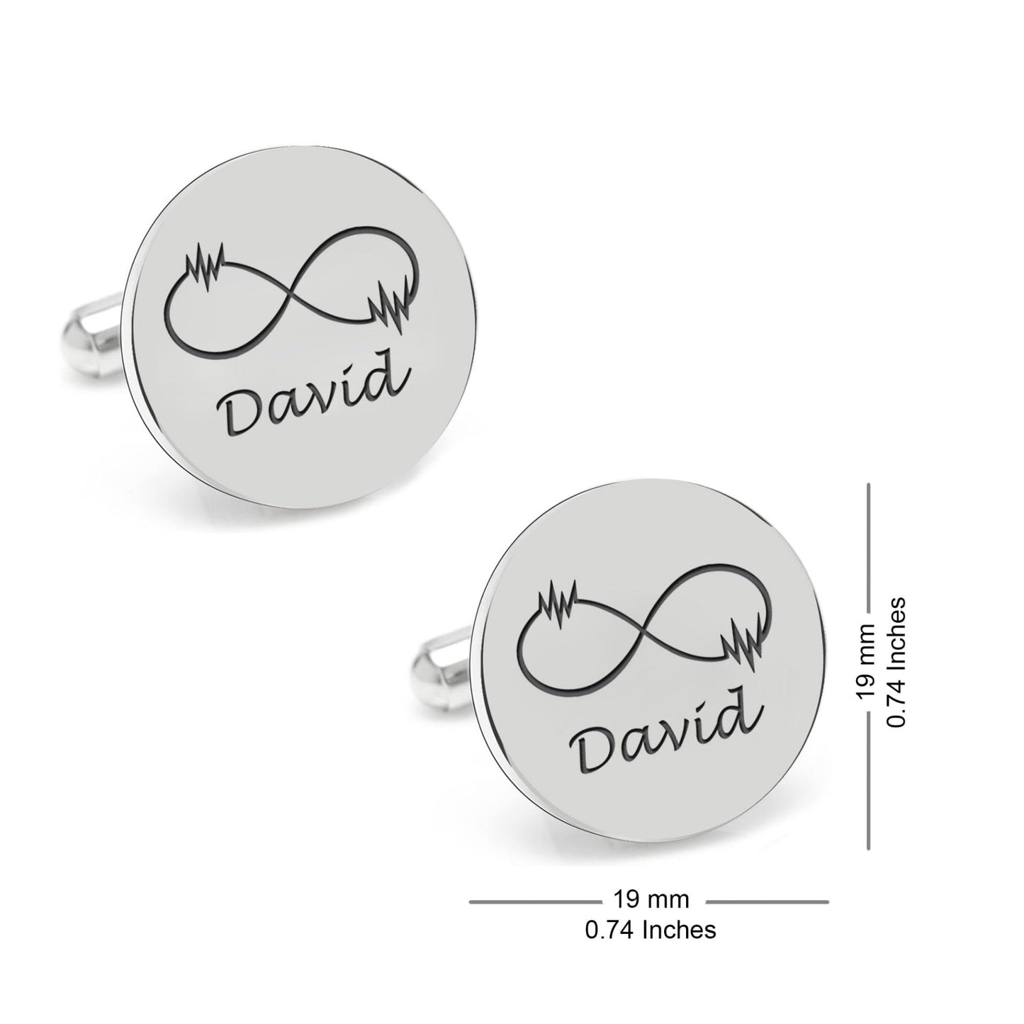 Personalized Infinity Symbol & Last Name Cufflink For Men And Boys 1 Pair - Pandora Jewels