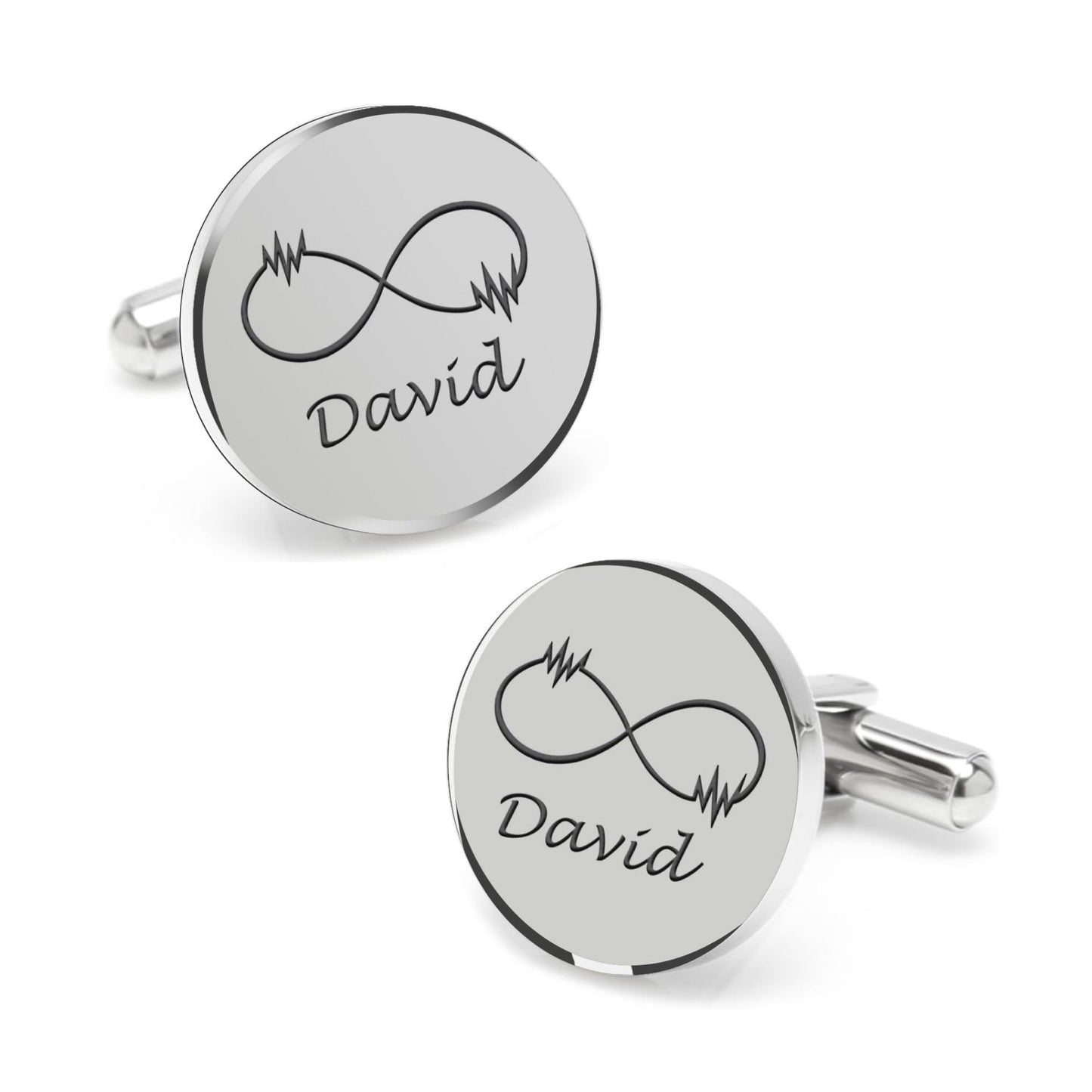 Personalized Infinity Symbol & Last Name Cufflink For Men And Boys 1 Pair - Pandora Jewels