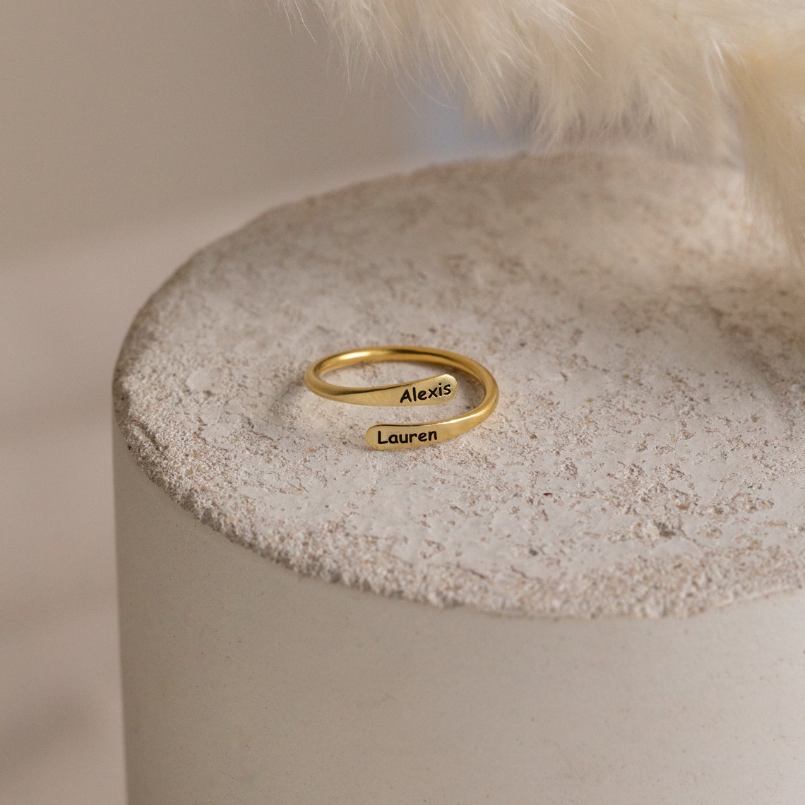 Personalized Rounded Edge Wrap Name Ring - Pandora Jewels