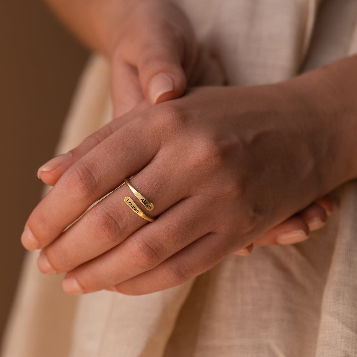 Personalized Rounded Edge Wrap Name Ring - Pandora Jewels