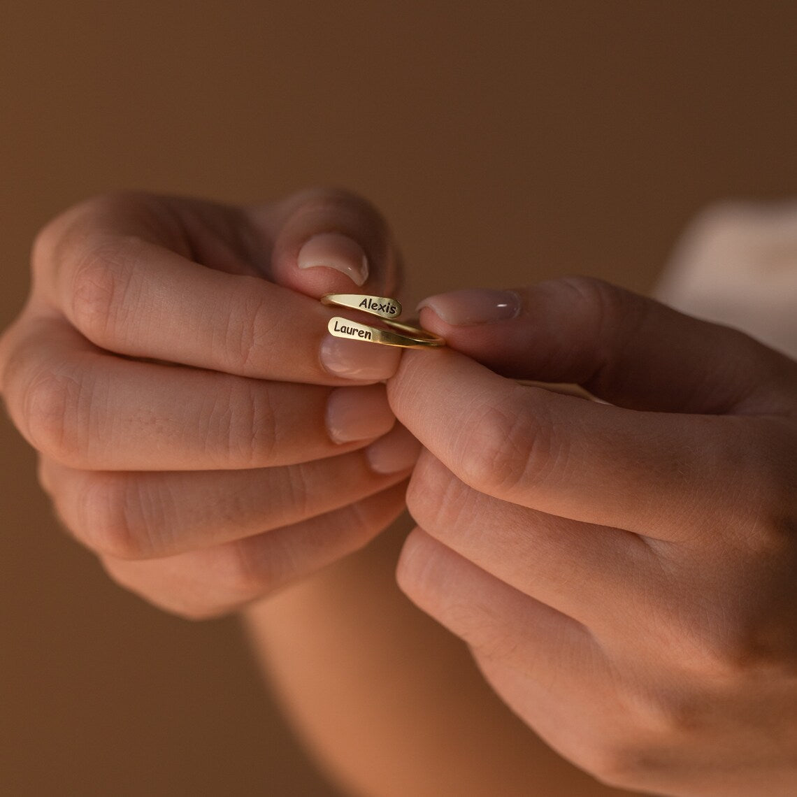 Personalized Rounded Edge Wrap Name Ring - Pandora Jewels