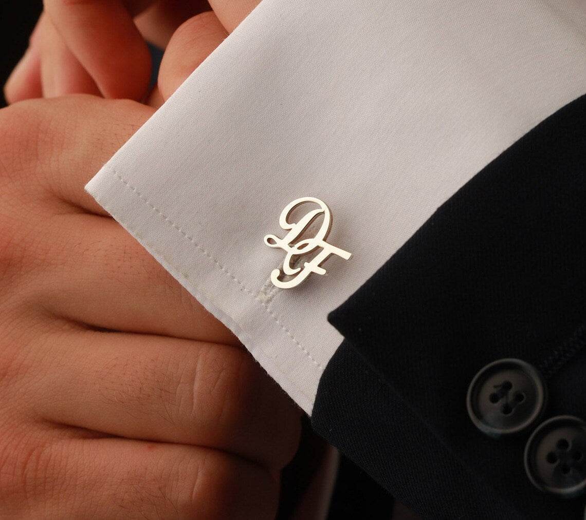 Personalised Monogram Cufflinks for Groom - Pandora Jewels