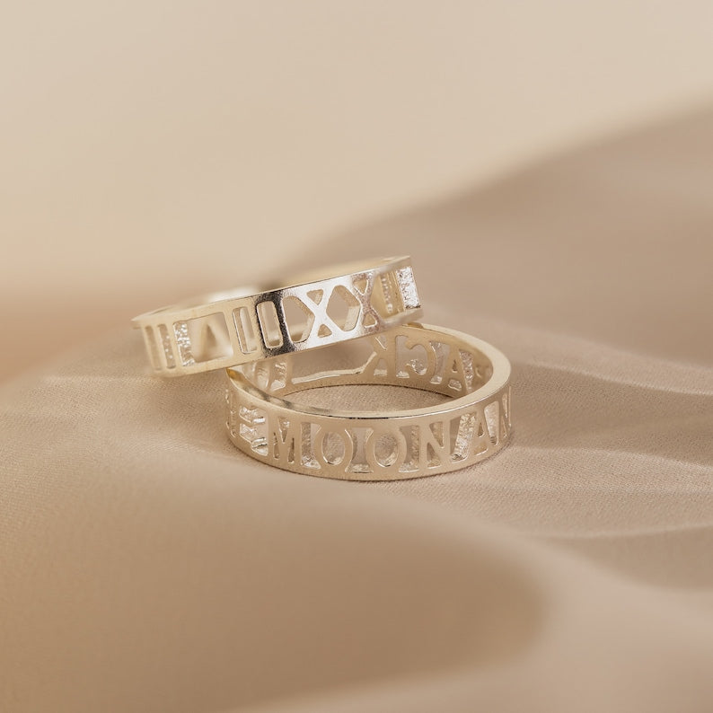 Personalized Roman Numeral Ring - Pandora Jewels