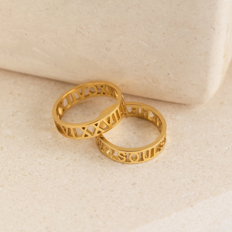 Personalized Roman Numeral Ring - Pandora Jewels