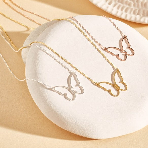 Custom Initial Necklace with Butterfly - Pandora Jewels