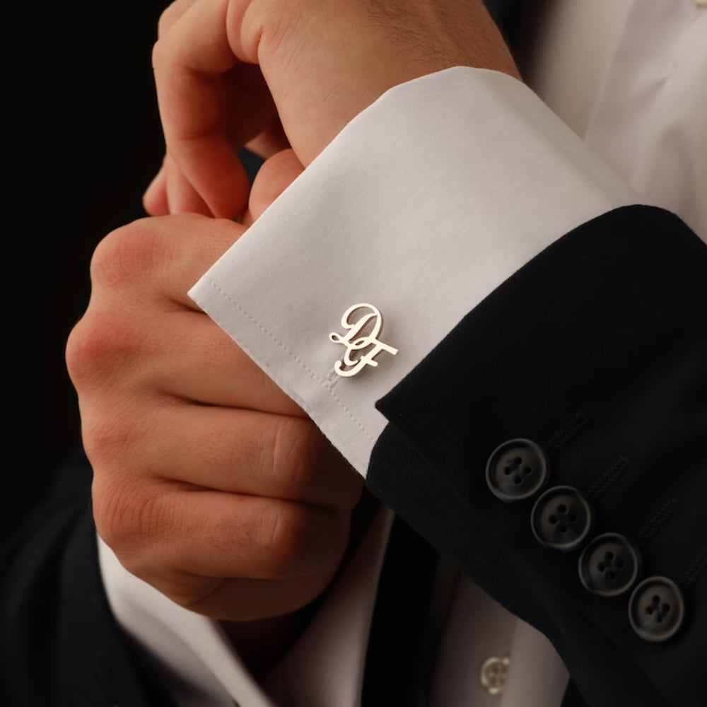 Personalised Monogram Cufflinks for Groom - Pandora Jewels