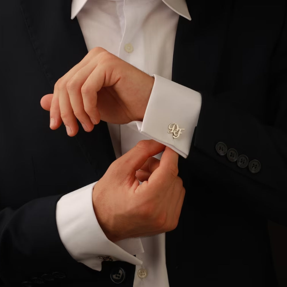 Personalised Monogram Cufflinks for Groom - Pandora Jewels