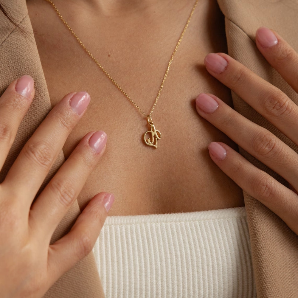 Custom Heart Initial Letter Name Necklace - Pandora Jewels