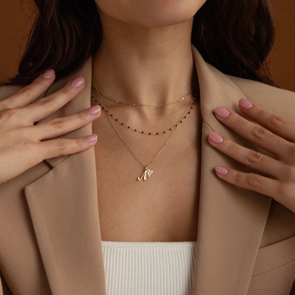 Custom Heart Initial Letter Name Necklace - Pandora Jewels