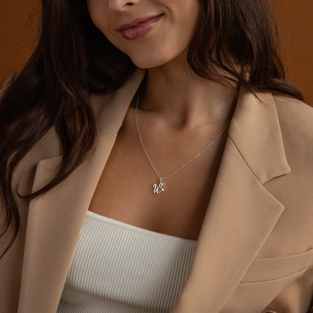 Custom Heart Initial Letter Name Necklace - Pandora Jewels
