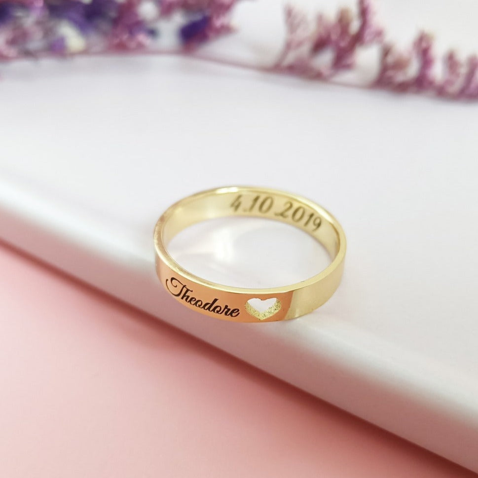 Custom Inside Outside Engraved Name Ring Mothers Day Gift - Pandora Jewels