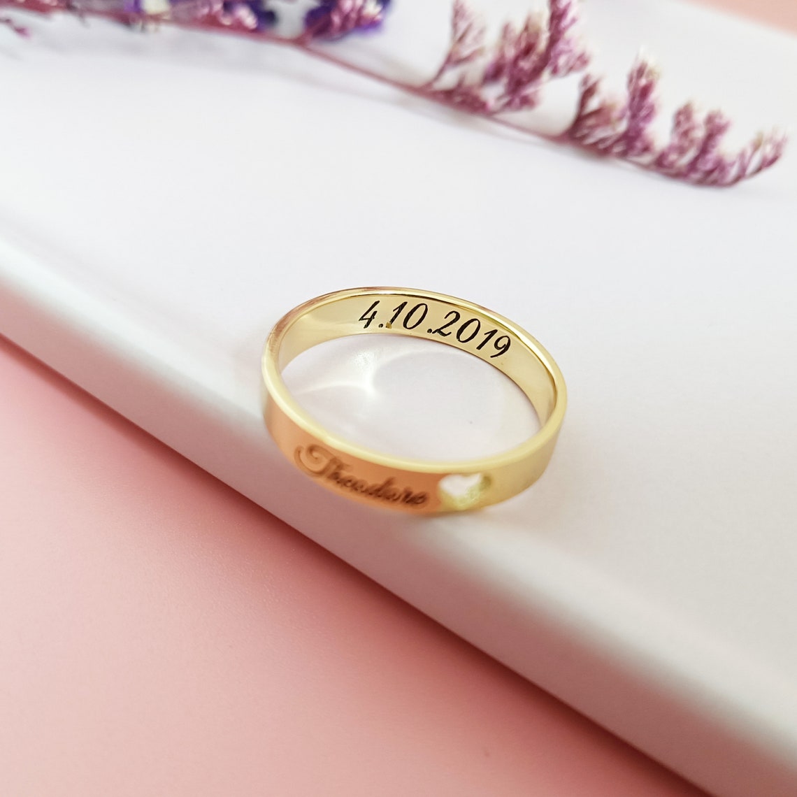 Custom Inside Outside Engraved Name Ring Mothers Day Gift - Pandora Jewels