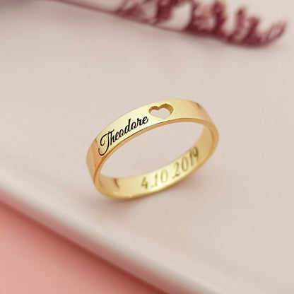 Custom Inside Outside Engraved Name Ring Mothers Day Gift - Pandora Jewels