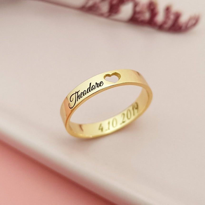 Custom Inside Outside Engraved Name Ring Mothers Day Gift - Pandora Jewels