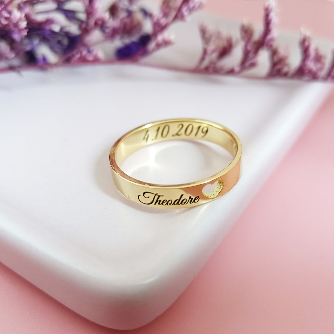Custom Inside Outside Engraved Name Ring Mothers Day Gift - Pandora Jewels
