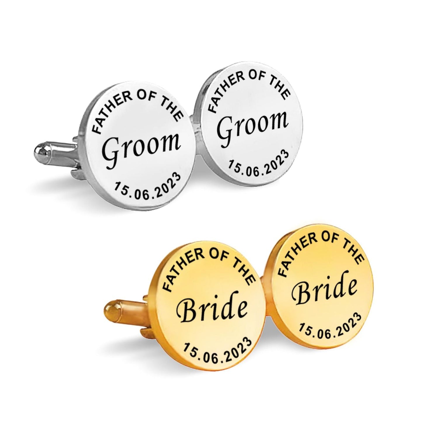 Personalized Dates Quotes Father Of Bride Or Groom & Date Cufflink For Men And Boys 1 Pair - Pandora Jewels