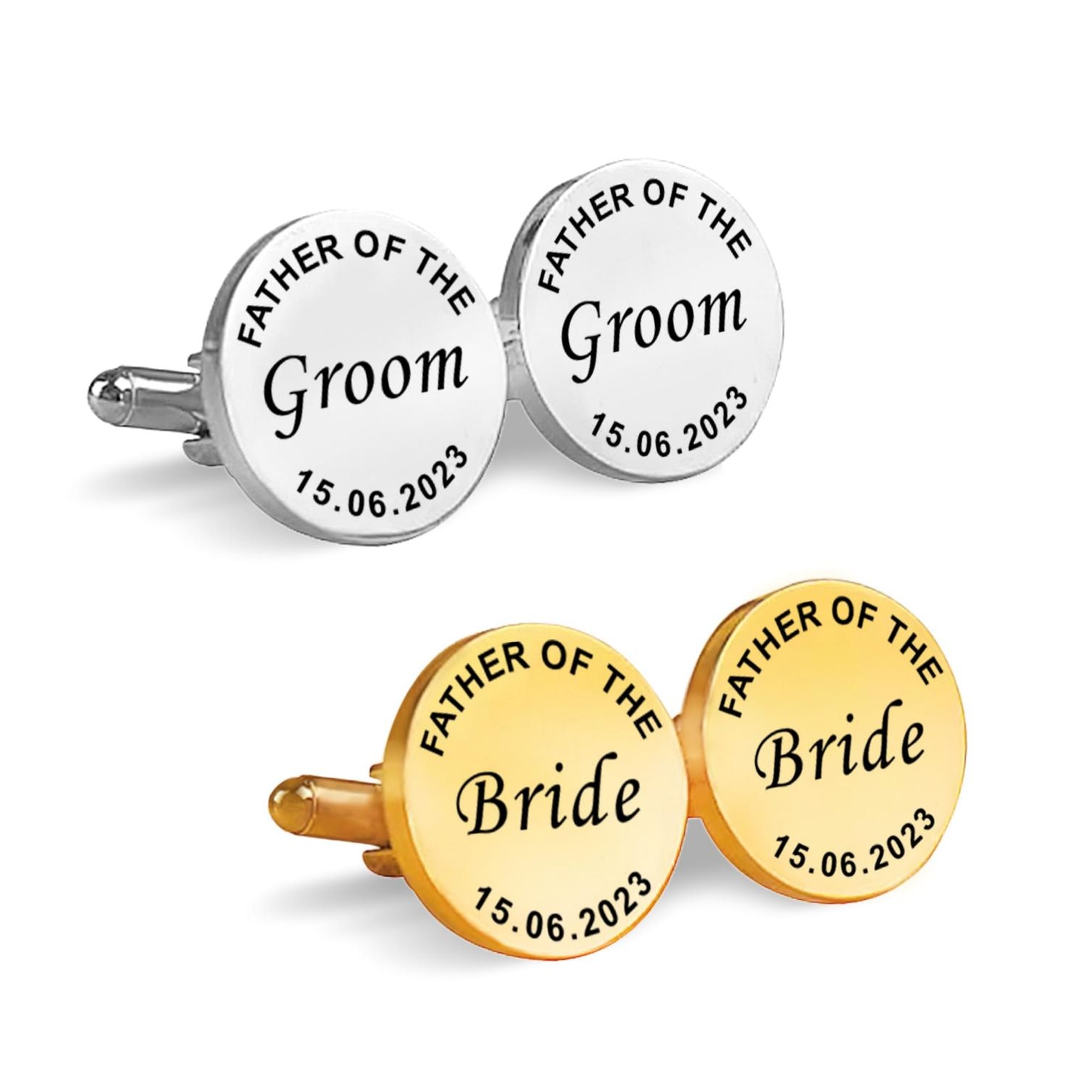 Personalized Dates Quotes Father Of Bride Or Groom & Date Cufflink For Men And Boys 1 Pair - Pandora Jewels
