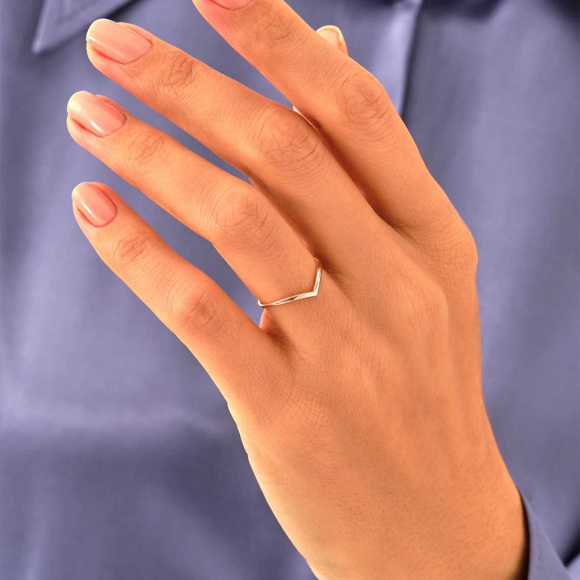Minimalist Chevron Stacking Ring - Pandora Jewels