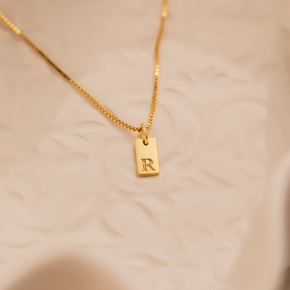 Personalised Dainty Initial Tag Pendant-Necklace - Pandora Jewels