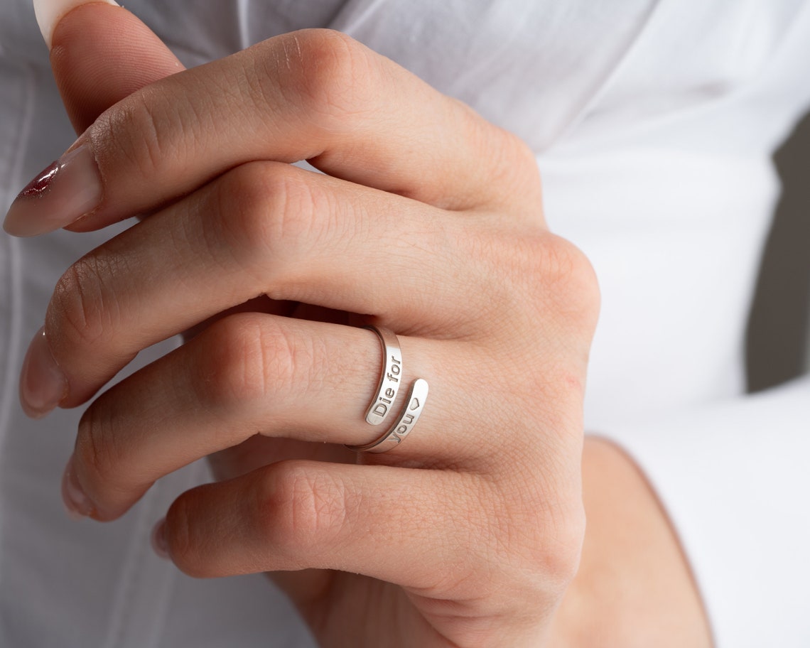 Personalised Double Bar Name Ring - Pandora Jewels