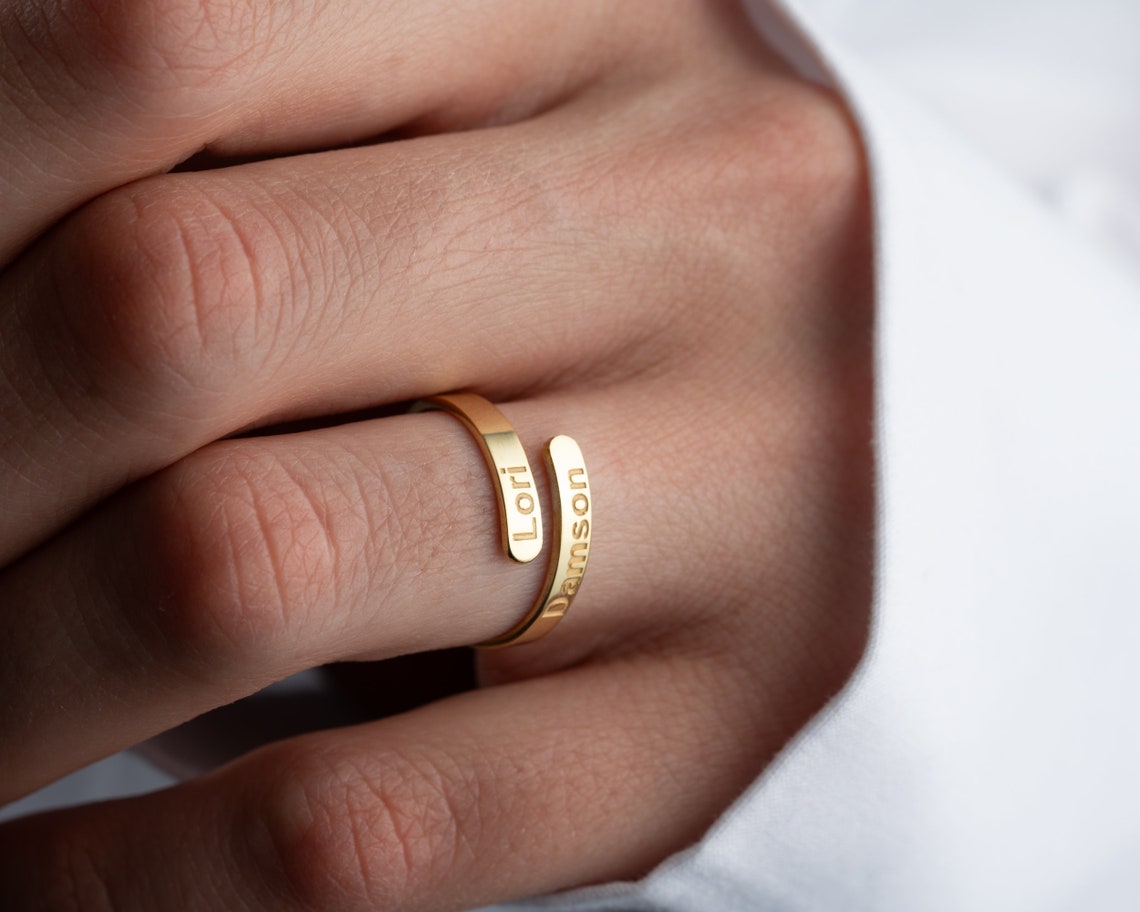 Personalised Double Bar Name Ring - Pandora Jewels