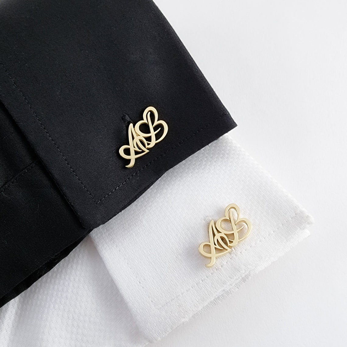 Personalised Initials Heart Cuff Link - Pandora Jewels