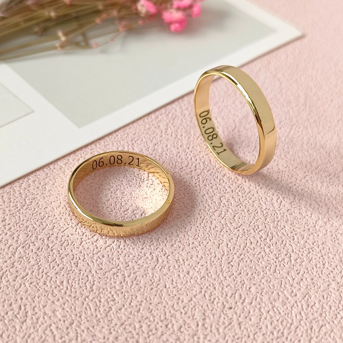Personalized Couple Rings set With Engraving - Pandora Jewels