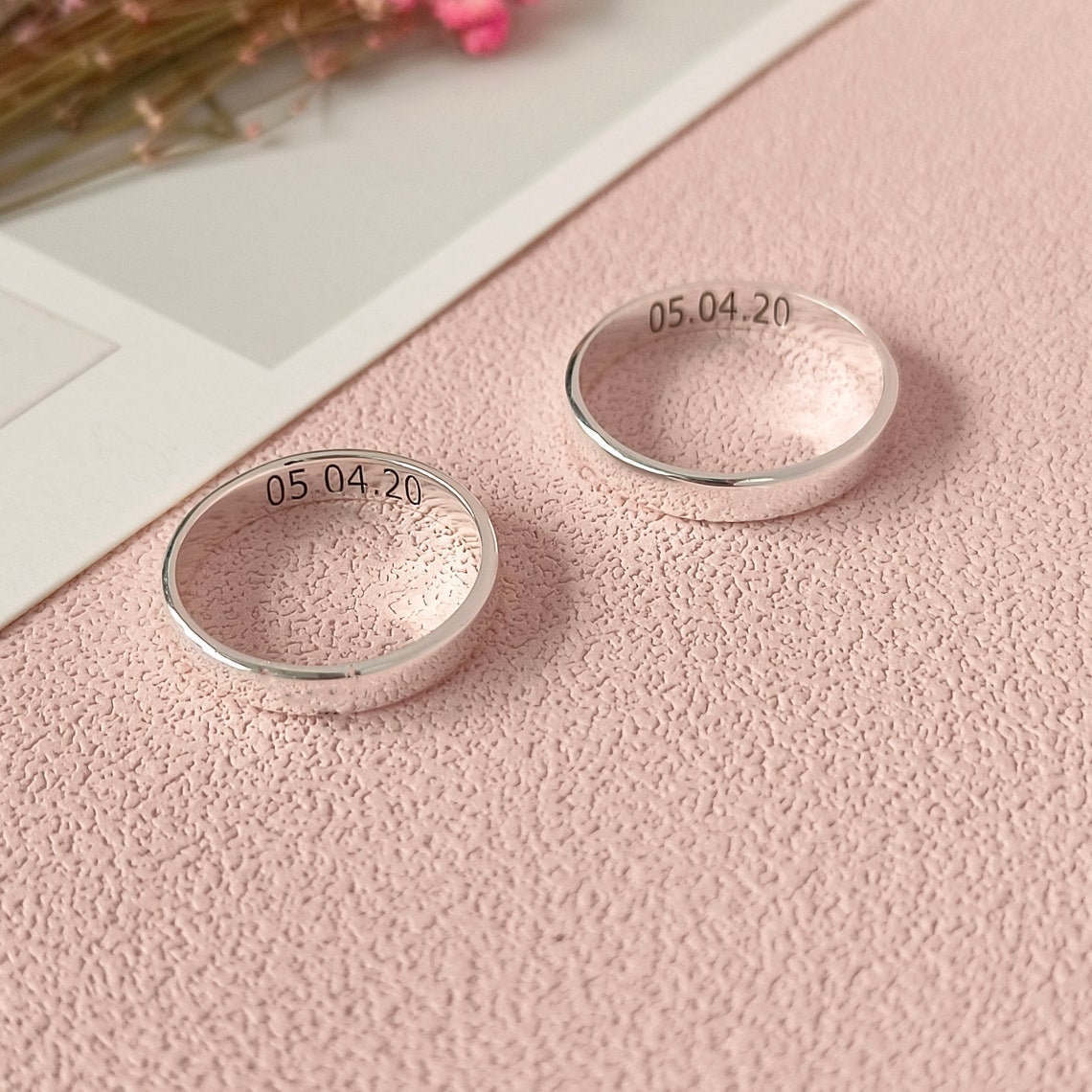 Personalized Couple Rings set With Engraving - Pandora Jewels