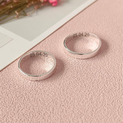 Personalized Couple Rings set With Engraving - Pandora Jewels