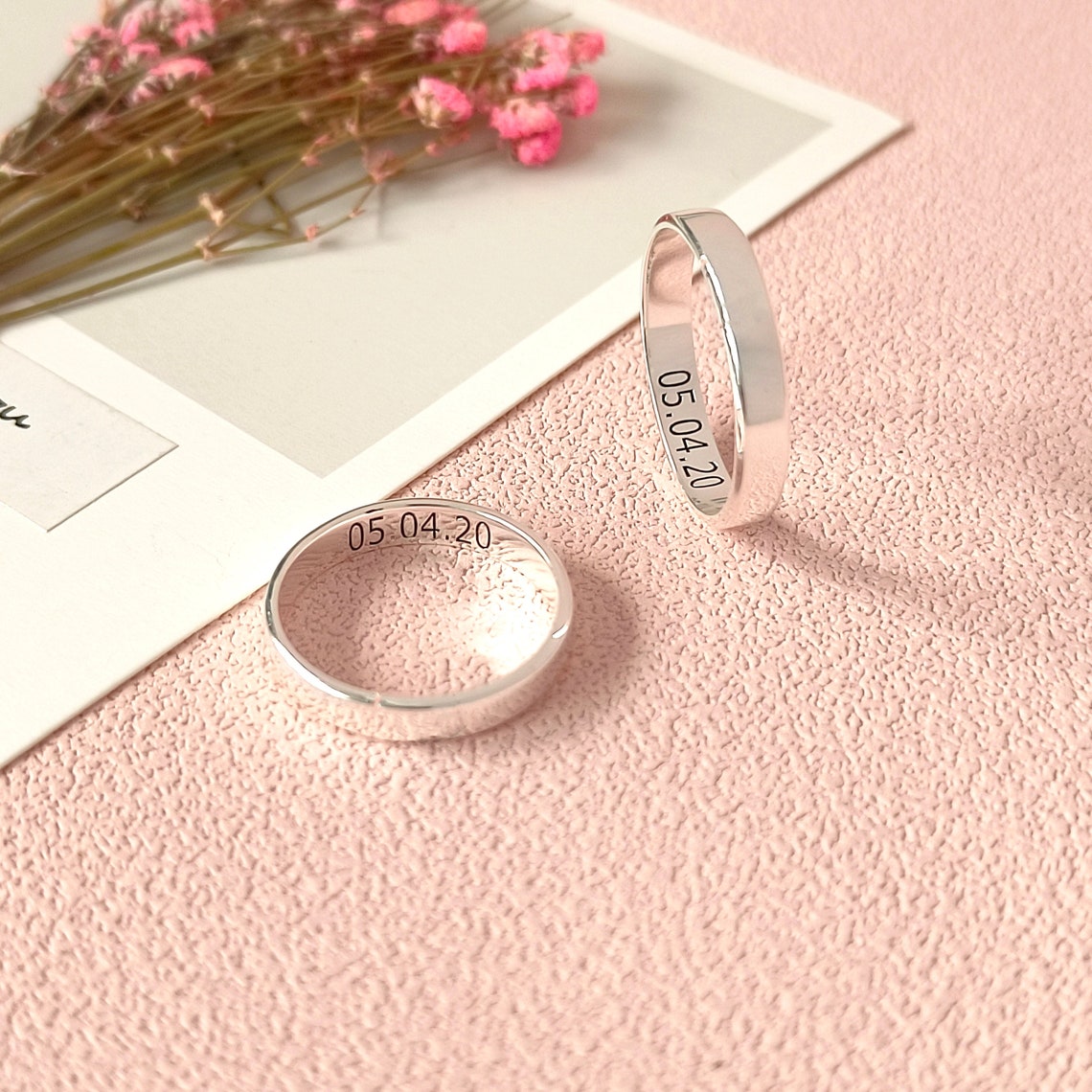 Personalized Couple Rings set With Engraving - Pandora Jewels