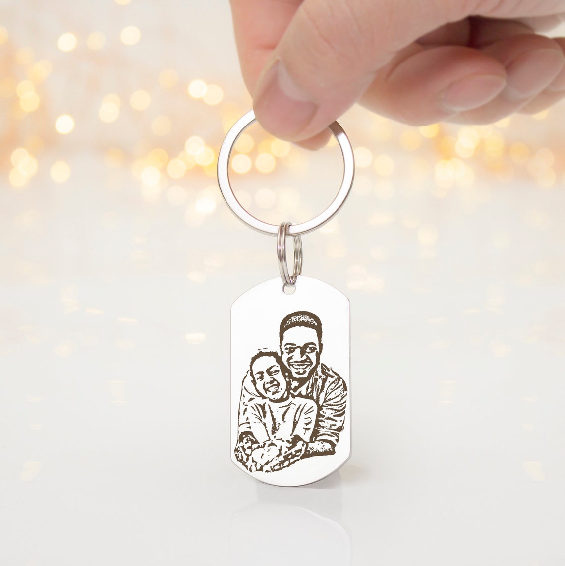 Personalized Double Sided Engraved Photo Keychain - Pandora Jewels