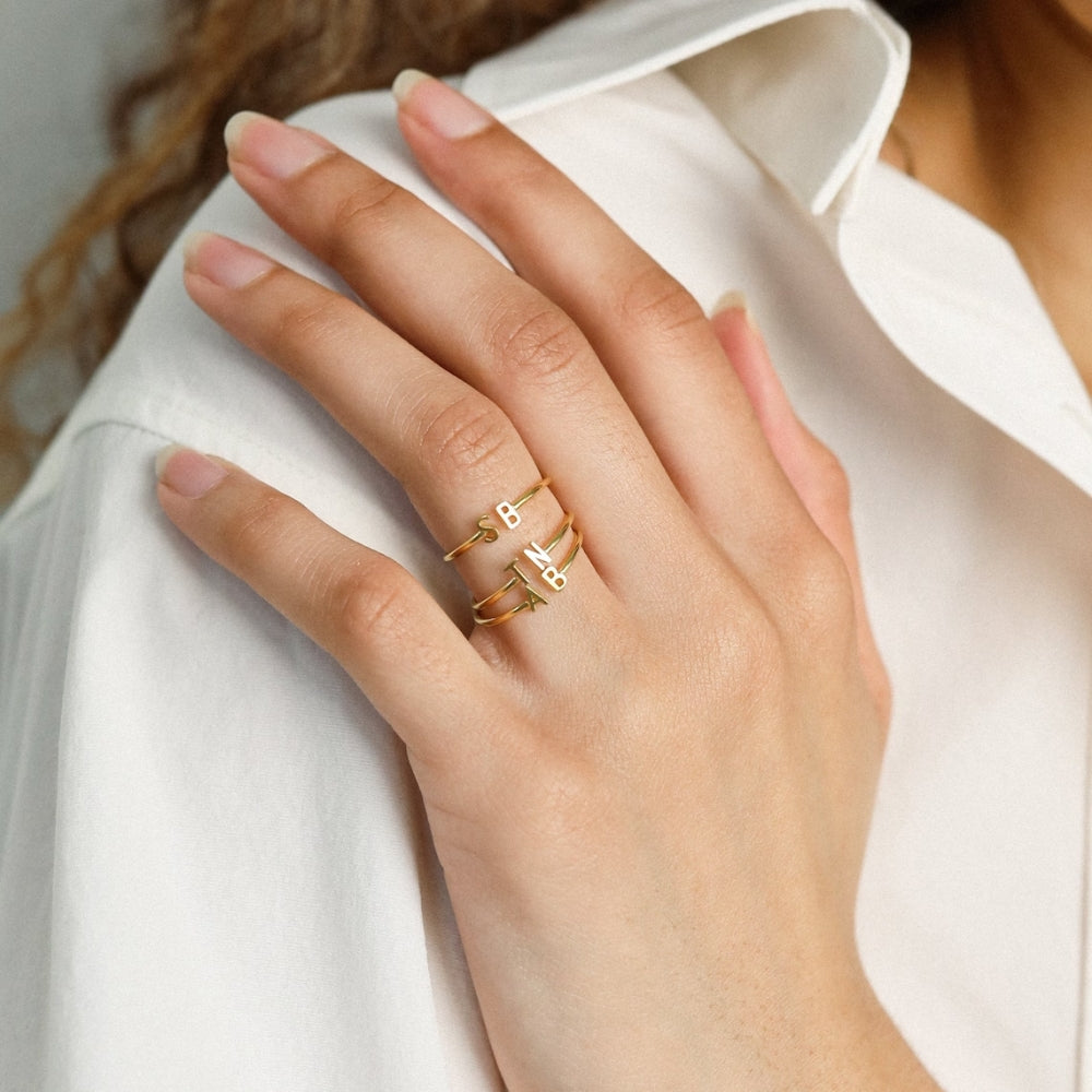 Personalized Duo Initial Ring - Pandora Jewels