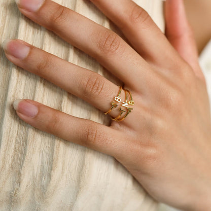 Personalized Duo Initial Ring - Pandora Jewels