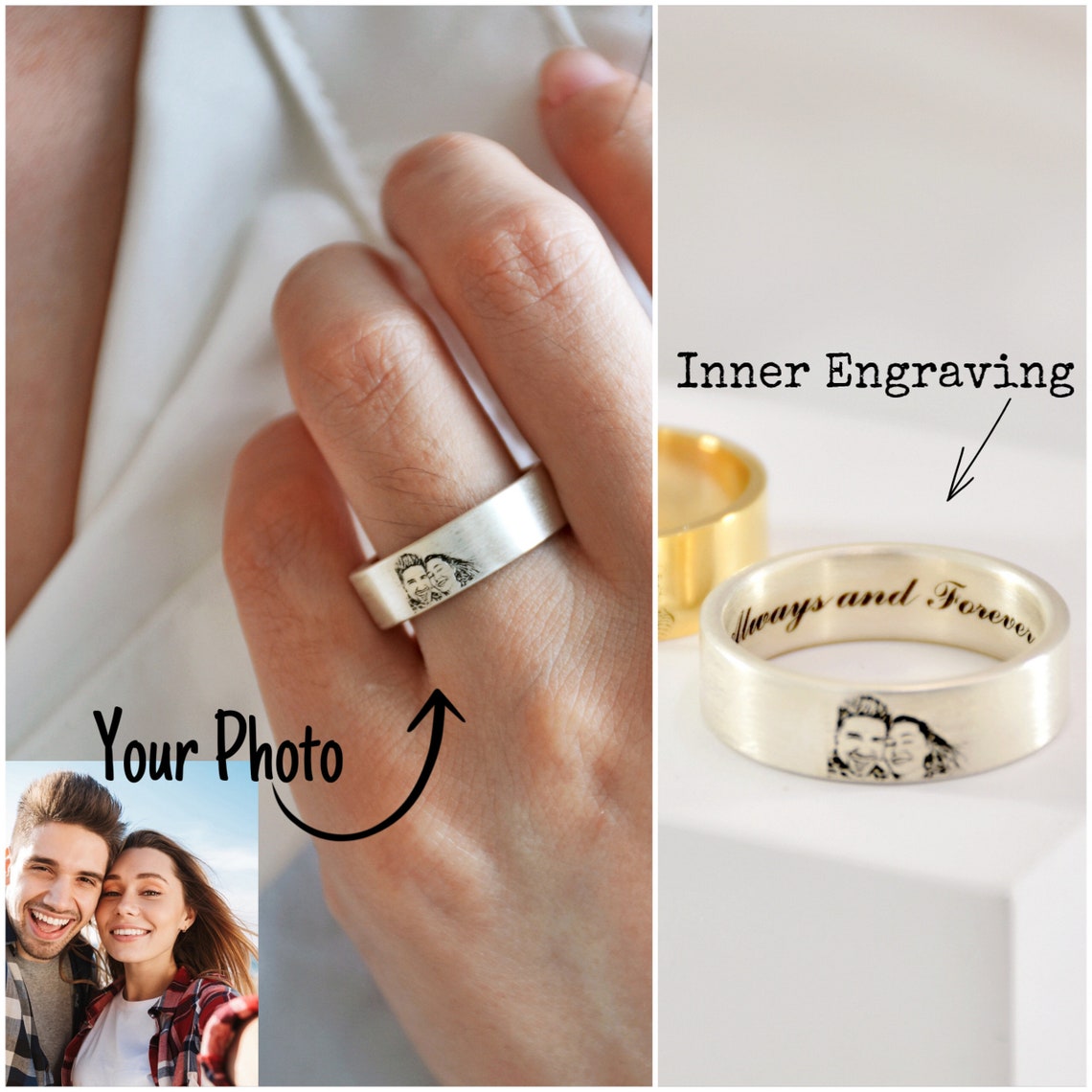 Personalized Engraved Picture Ring - Pandora Jewels