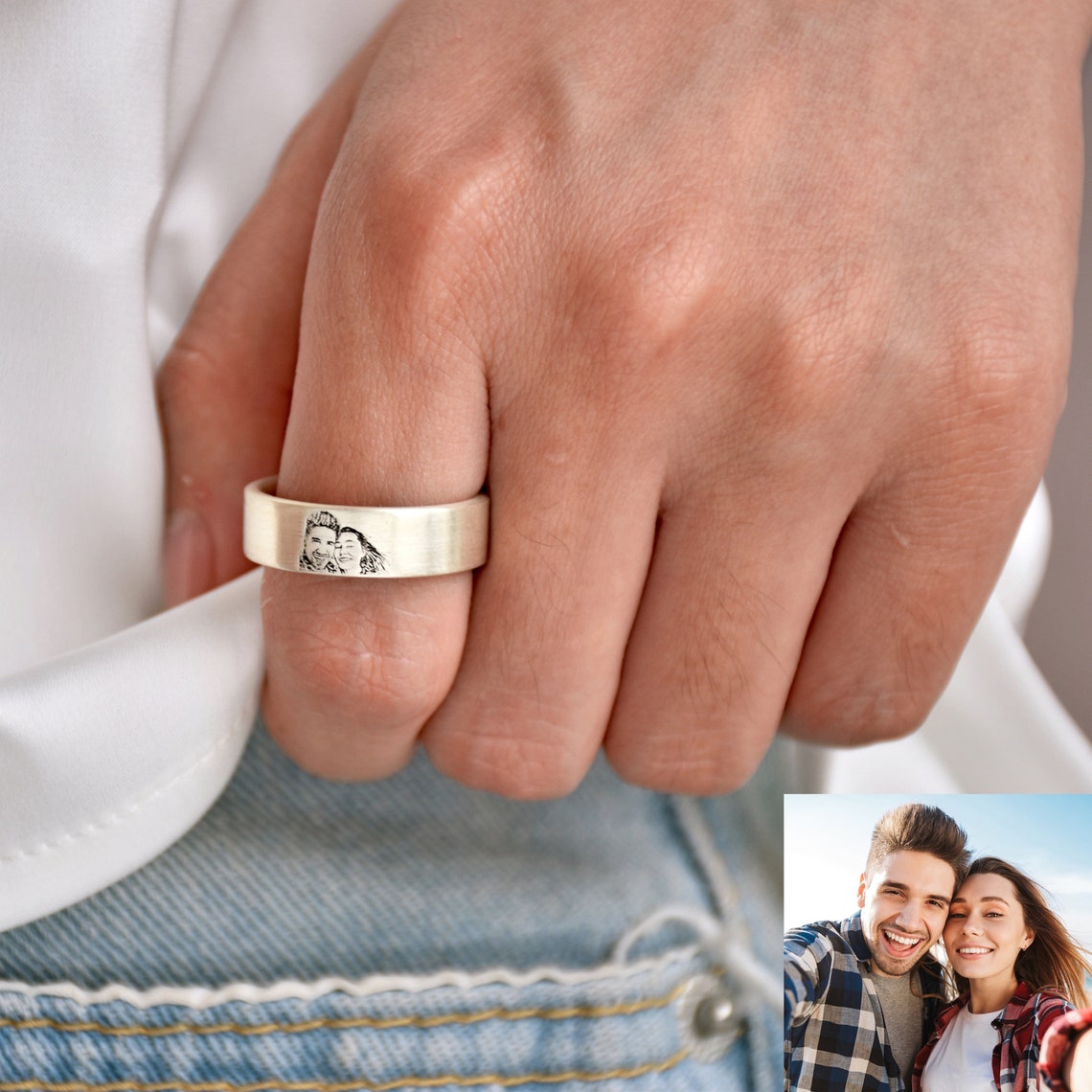 Personalized Engraved Picture Ring - Pandora Jewels