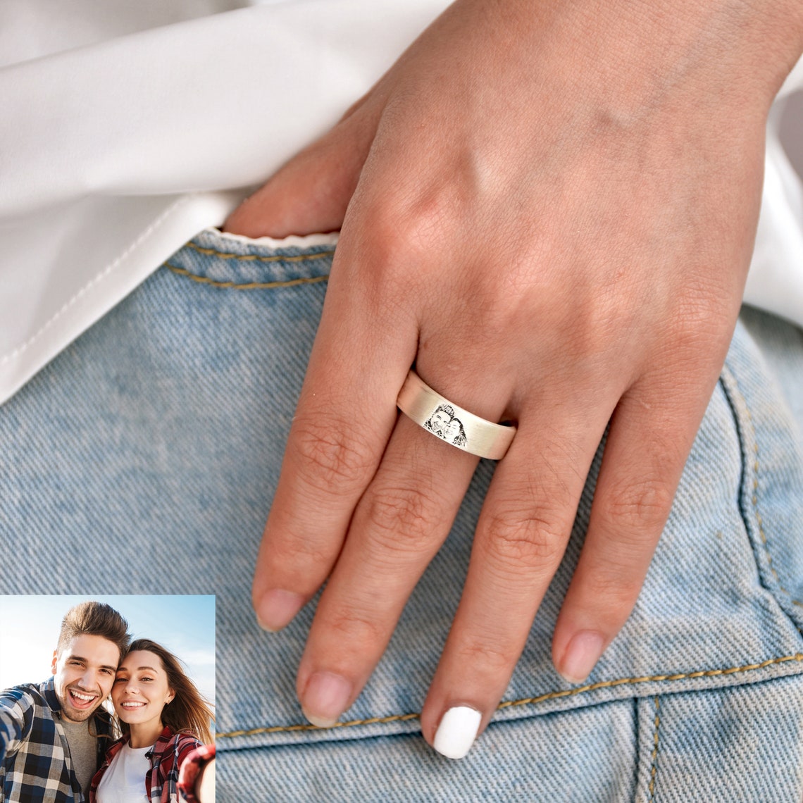 Personalized Engraved Picture Ring - Pandora Jewels