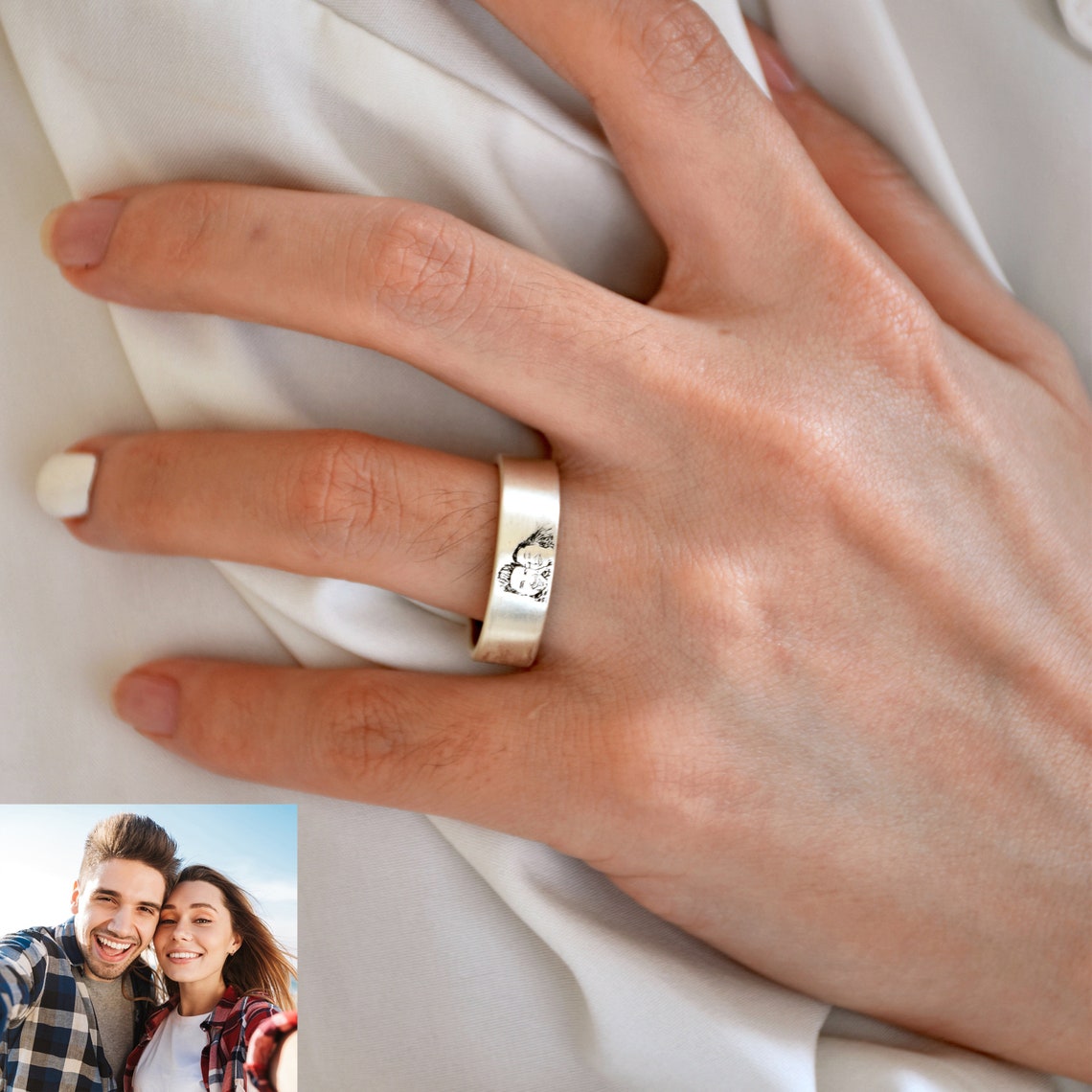 Personalized Engraved Picture Ring - Pandora Jewels