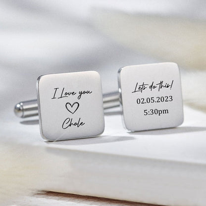 Personalized Engraving Square Cufflinks - Pandora Jewels
