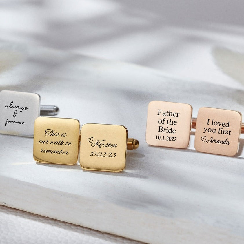Personalized Engraving Square Cufflinks - Pandora Jewels