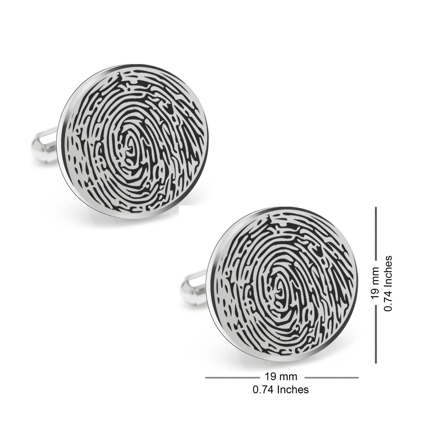 Personalized Fingerprint Round Shaped Cufflink for Men and Boys - Pandora Jewels
