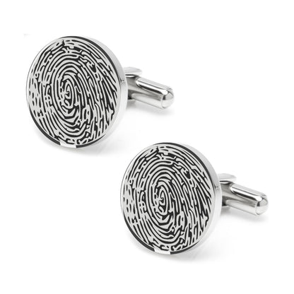 Personalized Fingerprint Round Shaped Cufflink for Men and Boys - Pandora Jewels