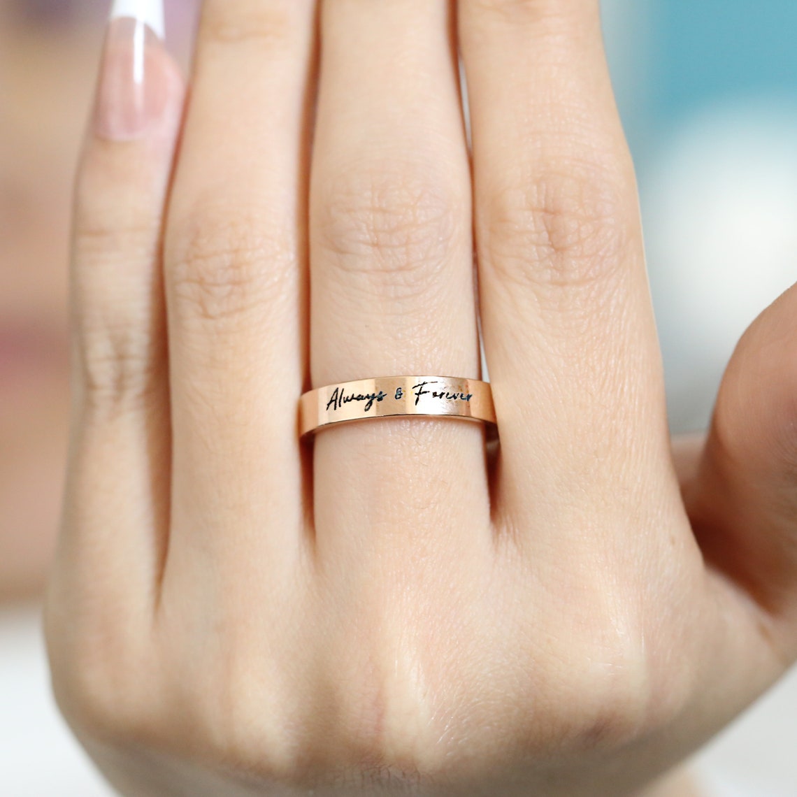 Personalized Handwriting Engraved Ring - Pandora Jewels